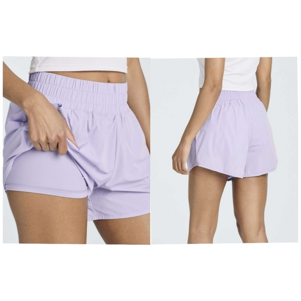 Real Essentials High Rise 3" Running Shorts With Liner in Lavender Size M